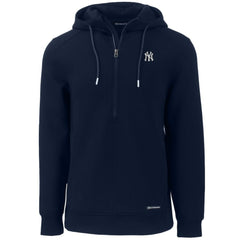 Navy New York Yankees Cutter & Buck Roam Eco Half-Zip Recycled Pullover Hoodie