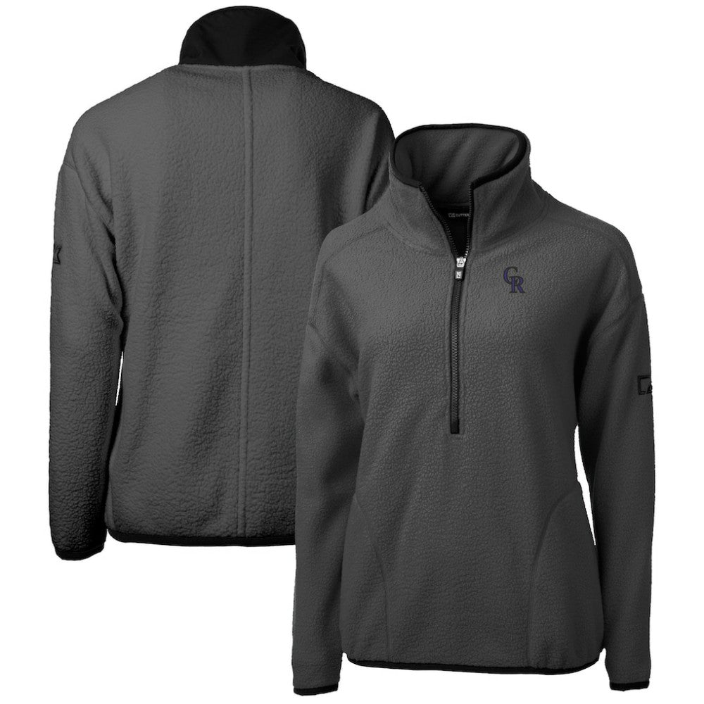 Gray Colorado Rockies Cutter & Buck Women's Roam Cascade Eco Sherpa Fleece Half-Zip Pullover Jacket