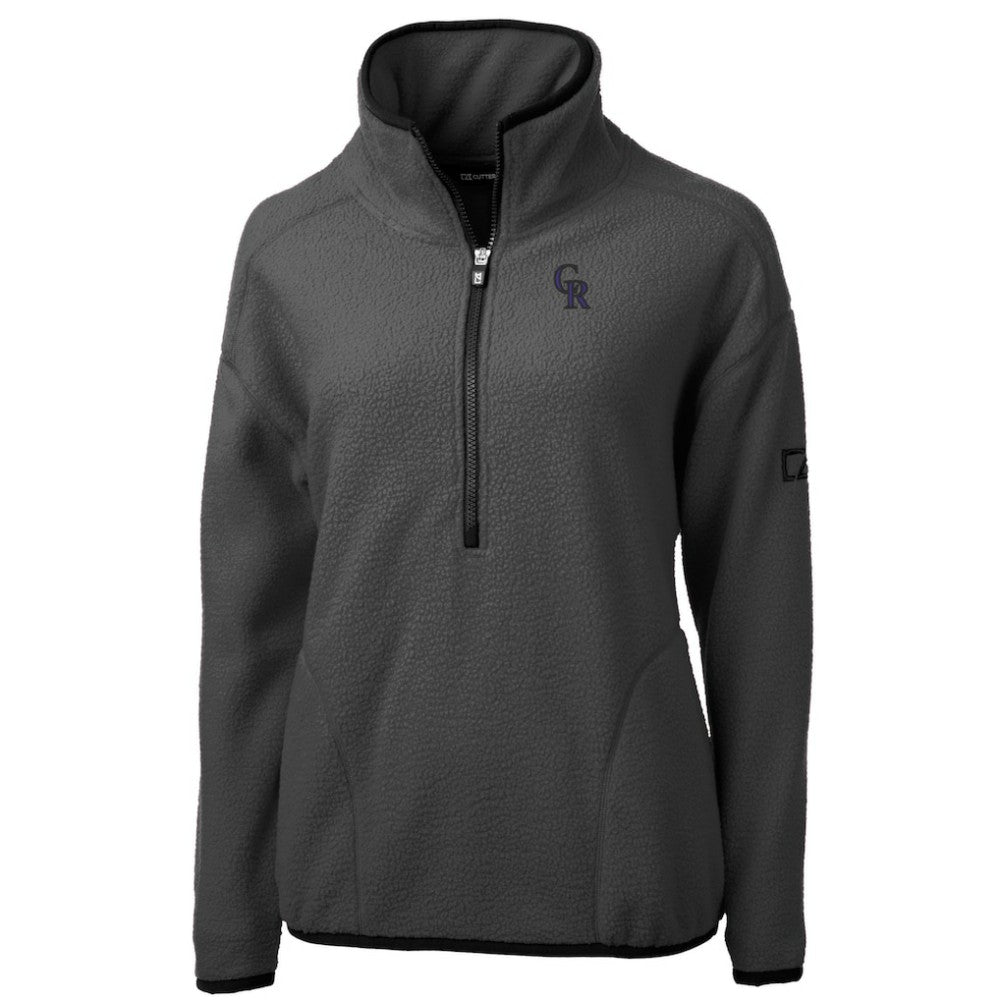 Gray Colorado Rockies Cutter & Buck Women's Roam Cascade Eco Sherpa Fleece Half-Zip Pullover Jacket