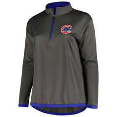 Charcoal Chicago Cubs Profile Women's Plus Size Quarter-Zip Jacket