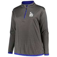 Charcoal Los Angeles Dodgers Profile Women's Plus Size Quarter-Zip Jacket