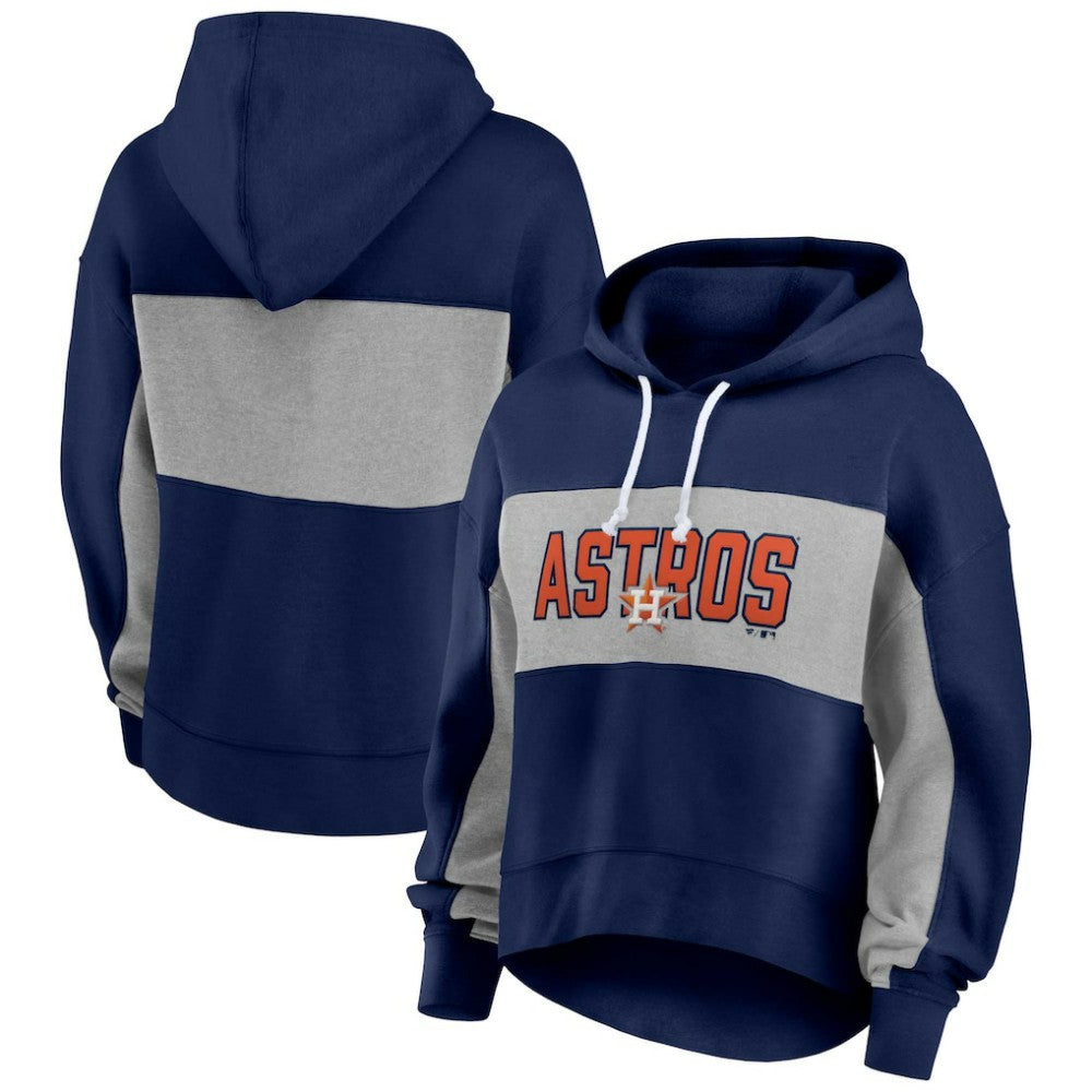 Navy Houston Astros Profile Women's Plus Size Pullover Hoodie