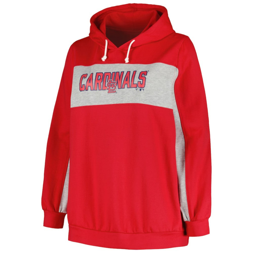 Red St. Louis Cardinals Profile Women's Plus Size Pullover Hoodie