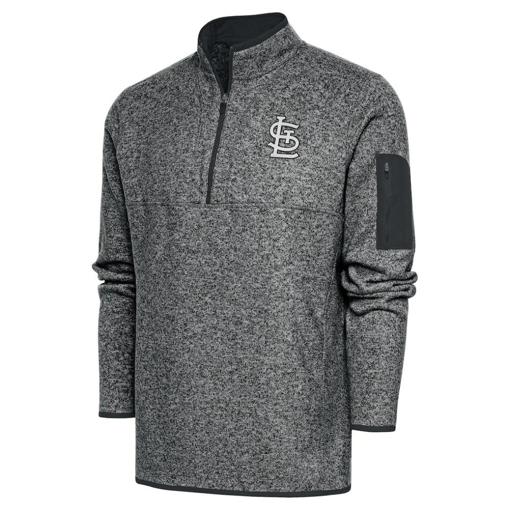 Graphite St. Louis Cardinals Antigua Metallic Big & Tall Quarter-Zip Jacket