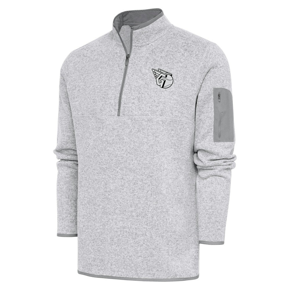 Pewter Cleveland Guardians Antigua Metallic Fortune Quarter-Zip Pullover Jacket
