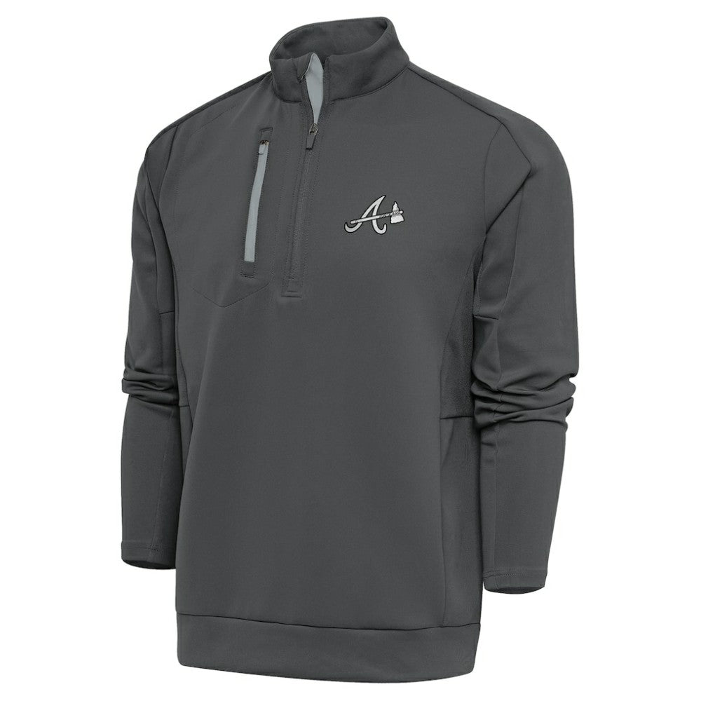 Gray Atlanta Braves Antigua Metallic Generation Quarter-Zip Pullover Top