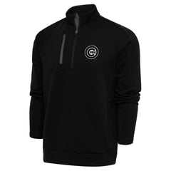 Black Chicago Cubs Antigua Metallic Generation Quarter-Zip Pullover Top