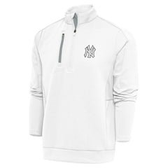 White New York Yankees Antigua Metallic Generation Quarter-Zip Pullover Top