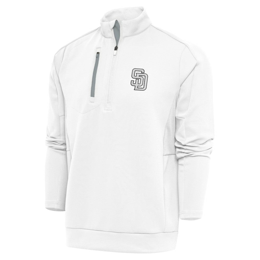 White San Diego Padres Antigua Metallic Generation Quarter-Zip Pullover Top