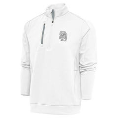 White San Diego Padres Antigua Metallic Generation Quarter-Zip Pullover Top
