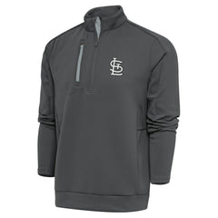Gray St. Louis Cardinals Antigua Metallic Generation Quarter-Zip Pullover Top