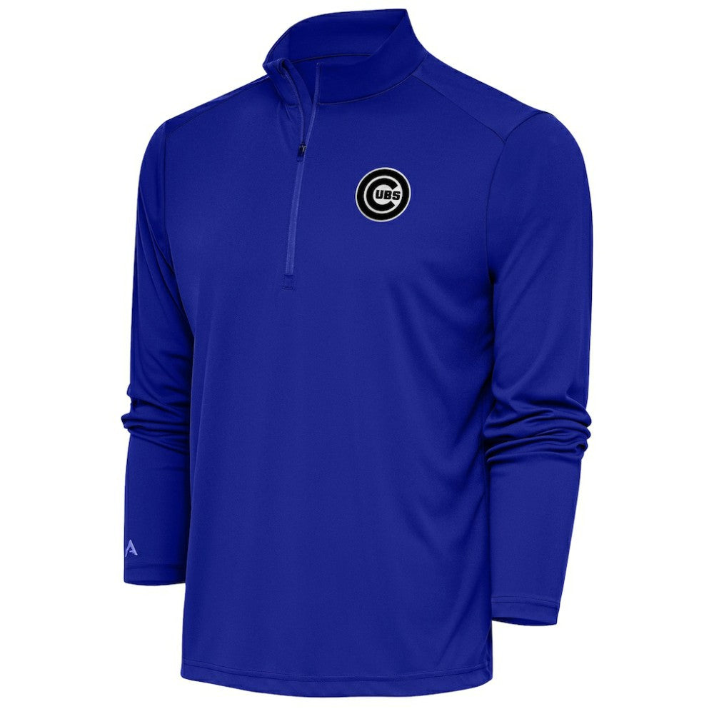 Royal Chicago Cubs Antigua Metallic Tribute Quarter-Zip Top