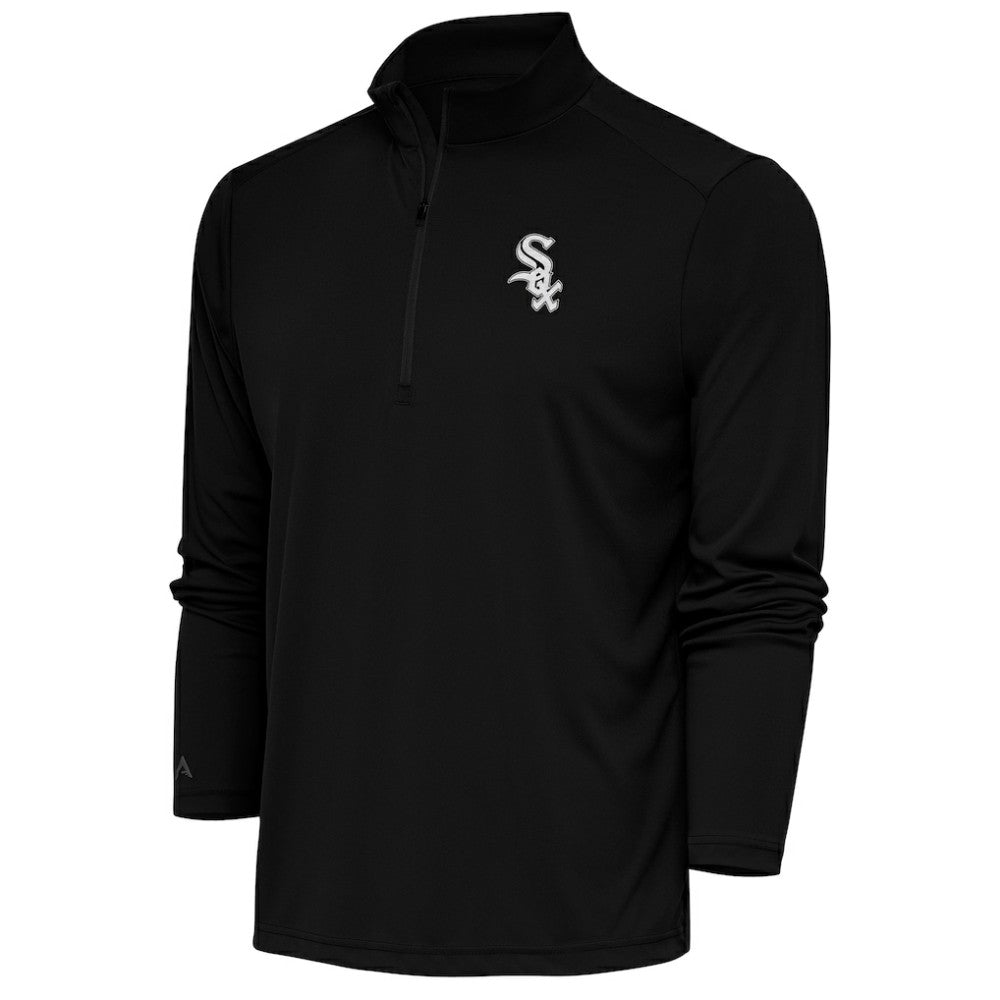 Black Chicago White Sox Antigua Metallic Tribute Quarter-Zip Top