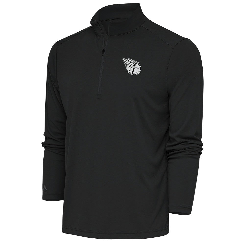 Charcoal Cleveland Guardians Antigua Metallic Tribute Quarter-Zip Top