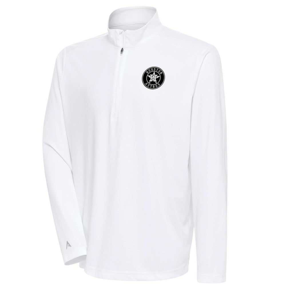 White Houston Astros Antigua Metallic Tribute Quarter-Zip Top