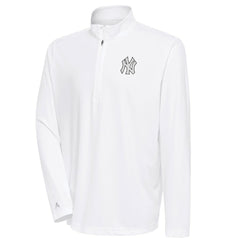 White New York Yankees Antigua Metallic Tribute Quarter-Zip Top