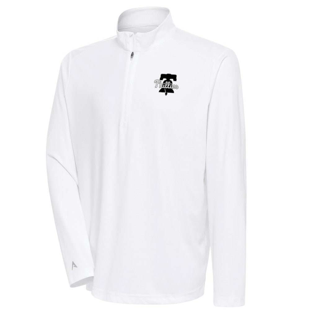 White Philadelphia Phillies Antigua Metallic Tribute Quarter-Zip Top