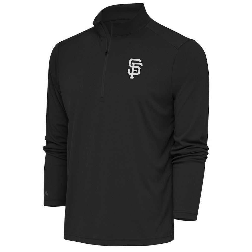 Charcoal San Francisco Giants Antigua Metallic Tribute Quarter-Zip Top