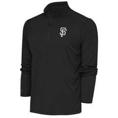 Charcoal San Francisco Giants Antigua Metallic Tribute Quarter-Zip Top