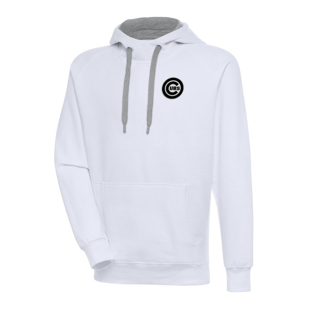 White Chicago Cubs Antigua Metallic Victory Pullover Hoodie