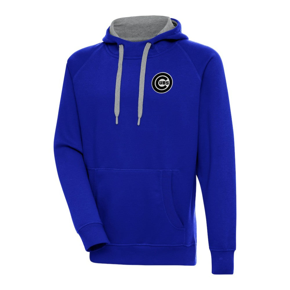 Royal Chicago Cubs Antigua Metallic Victory Pullover Hoodie