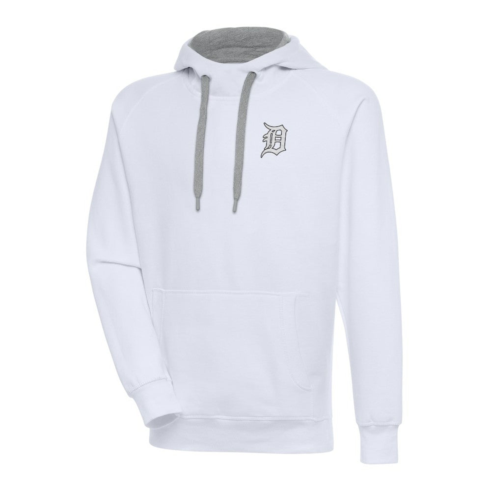 White Detroit Tigers Antigua Metallic Victory Pullover Hoodie
