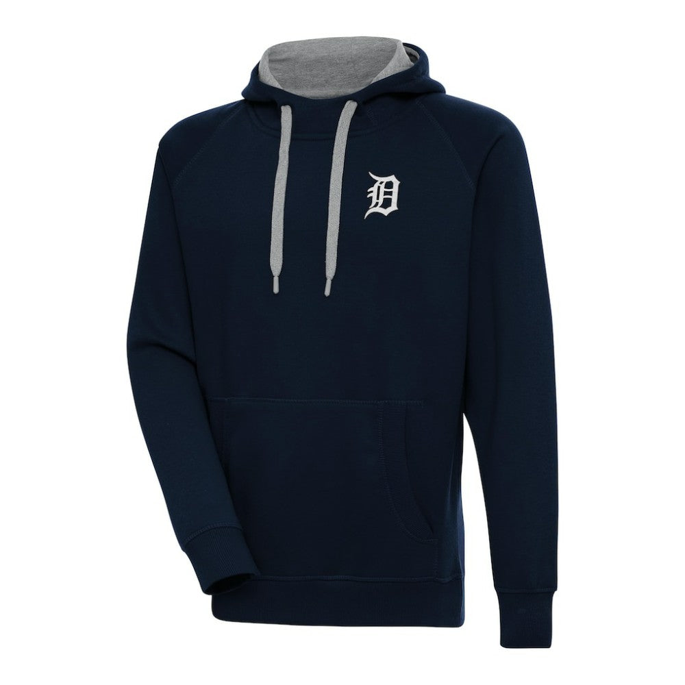 Navy Detroit Tigers Antigua Metallic Victory Pullover Hoodie