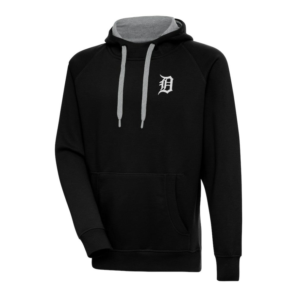 Black Detroit Tigers Antigua Metallic Victory Pullover Hoodie