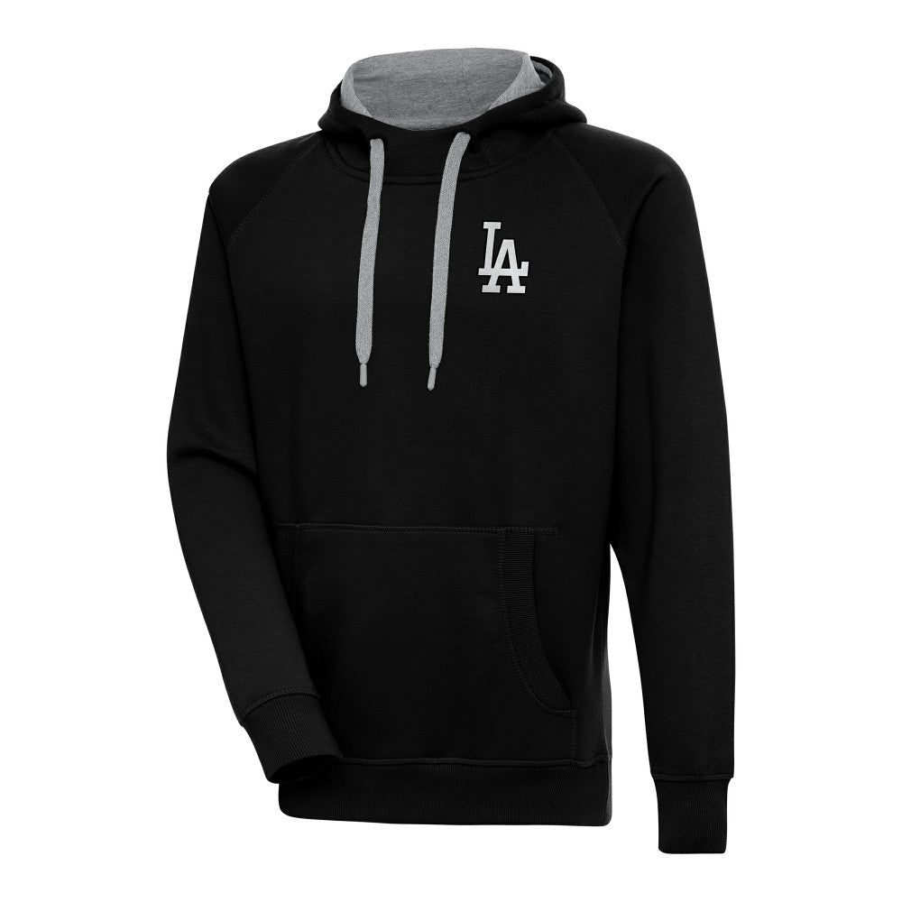 Black Los Angeles Dodgers Antigua Metallic Victory Pullover Hoodie