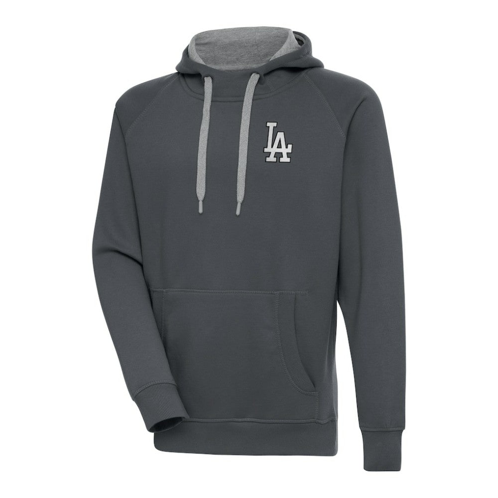 Charcoal Los Angeles Dodgers Antigua Metallic Victory Pullover Hoodie