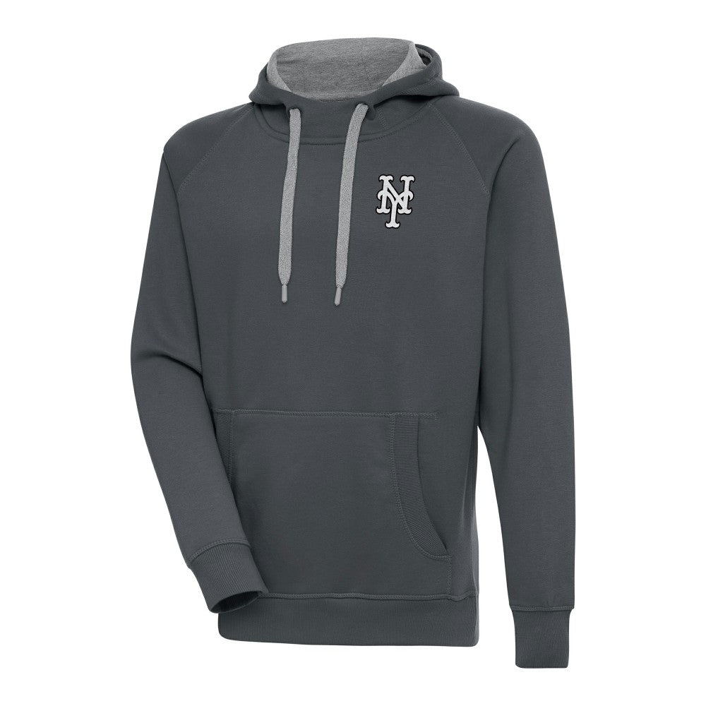 Charcoal New York Mets Antigua Metallic Victory Pullover Hoodie