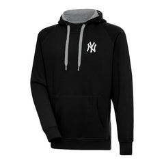 Black New York Yankees Antigua Metallic Victory Pullover Hoodie