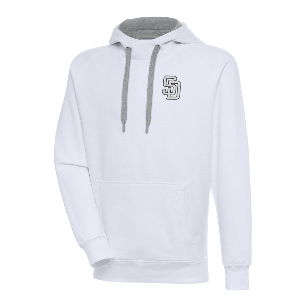 White San Diego Padres Antigua Metallic Victory Pullover Hoodie