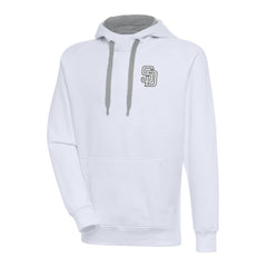 White San Diego Padres Antigua Metallic Victory Pullover Hoodie