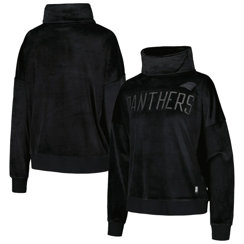 DKNY Sport Women's Deliliah Rhinestone Funnel Neck Pullover Sweatshirt - Carolina Panthers Pullover