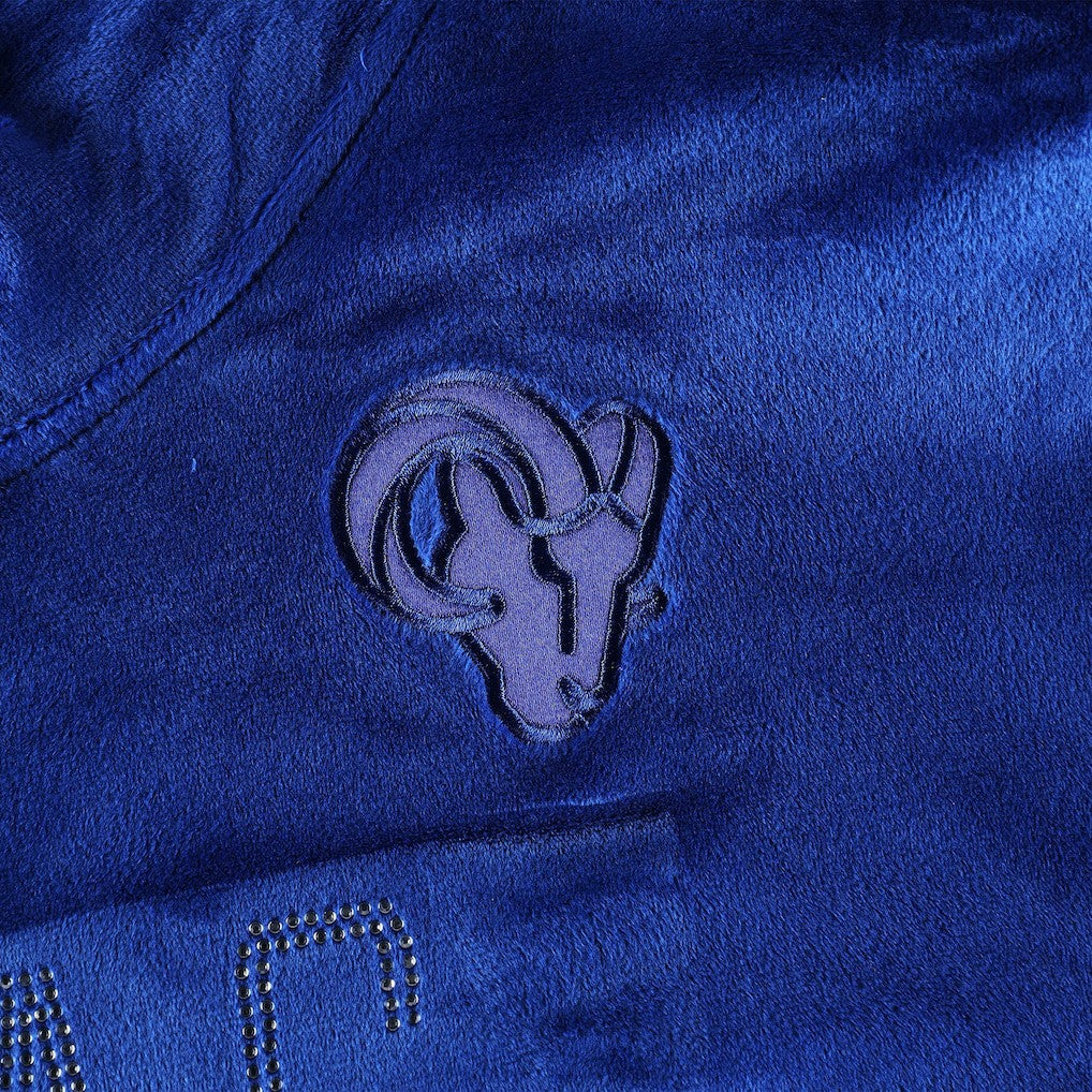 DKNY Sport Women's Deliliah Rhinestone Funnel Neck Pullover Sweatshirt - Los Angeles Rams Pullover