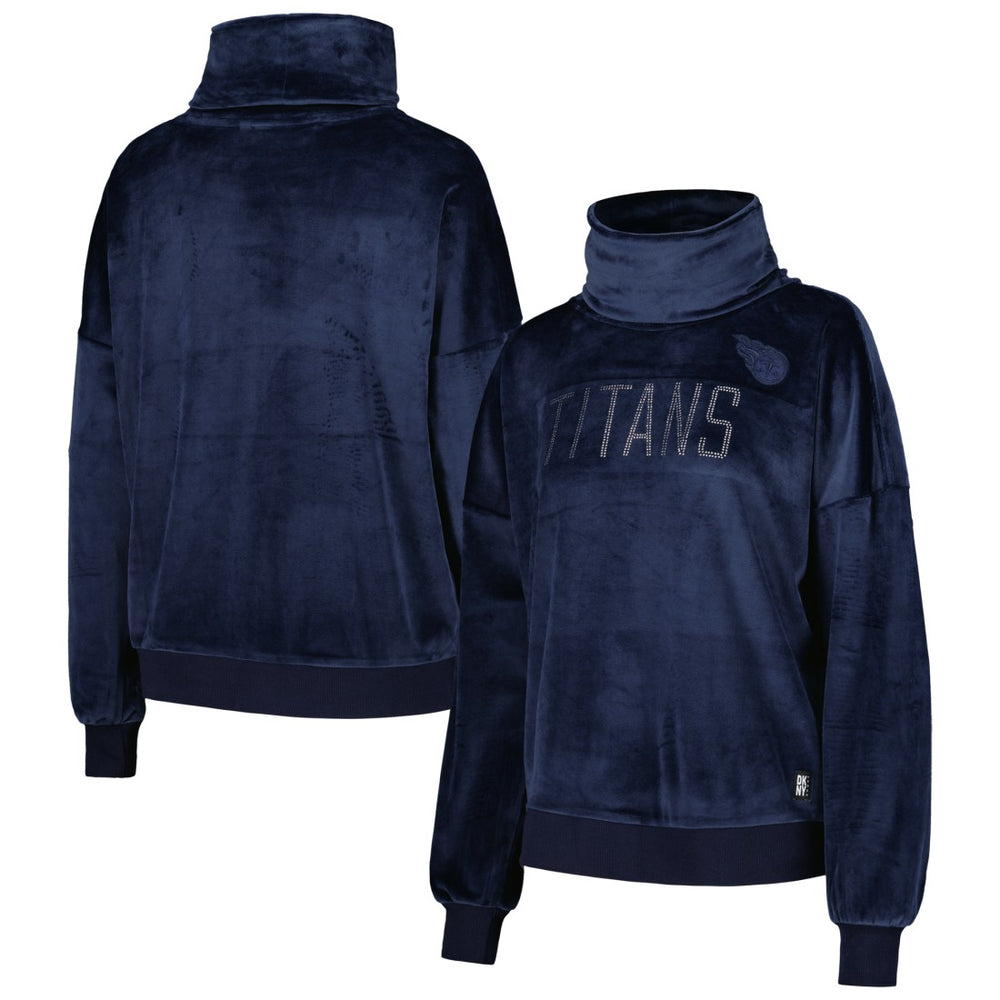 DKNY Sport Women's Deliliah Rhinestone Funnel Neck Pullover Sweatshirt - Tennessee Titans Pullover