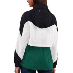 G-III 4Her by Carl Banks Women's Tie Breaker Lightweight Quarter-Zip Jacket - New York Jets Jackets
