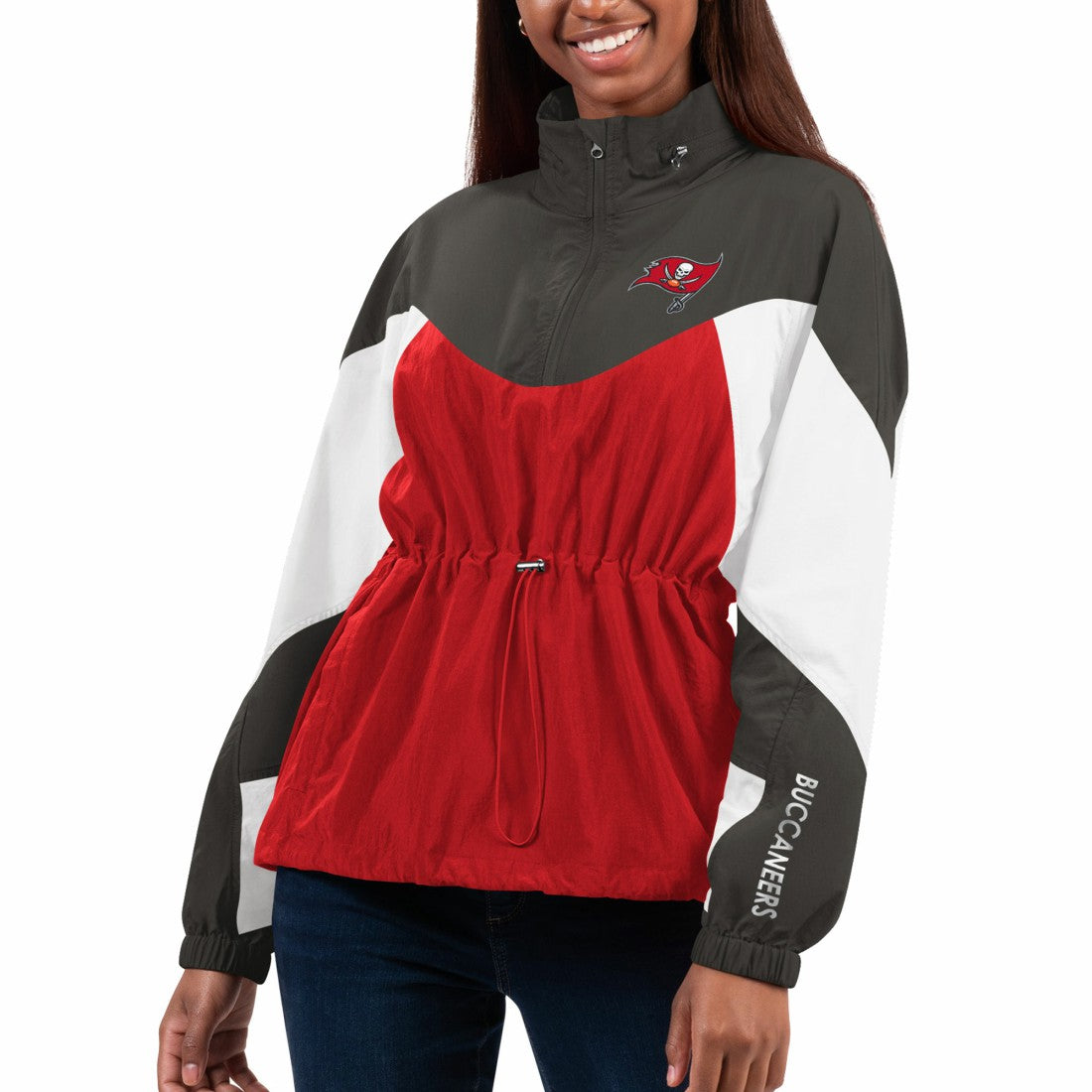 G-III 4Her by Carl Banks Women's Tie Breaker Lightweight Quarter-Zip Jacket - Tampa Bay Buccaneers Jackets