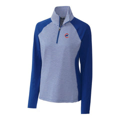 Royal Chicago Cubs Cutter & Buck Women's DryTec Forge Tonal Stripe Half-Zip Top
