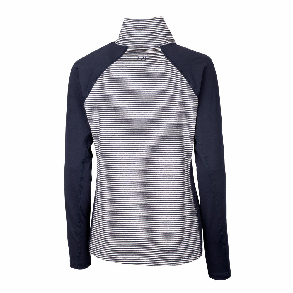 Navy Milwaukee Brewers Cutter & Buck Women's DryTec Forge Tonal Stripe Half-Zip Top