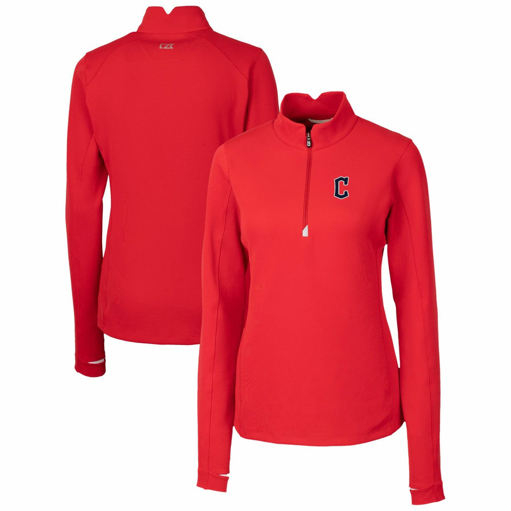 Red Cleveland Guardians Cutter & Buck Women's DryTec Traverse Stretch Quarter-Zip Pullover Top