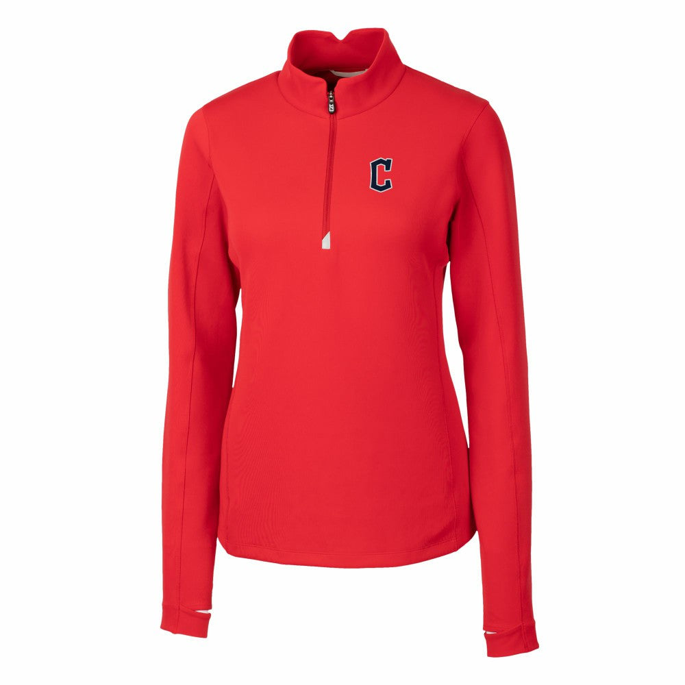 Red Cleveland Guardians Cutter & Buck Women's DryTec Traverse Stretch Quarter-Zip Pullover Top