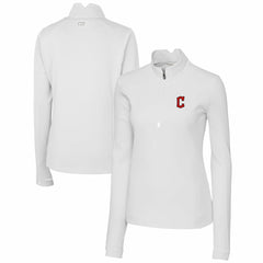 White Cleveland Guardians Cutter & Buck Women's DryTec Traverse Stretch Quarter-Zip Pullover Top