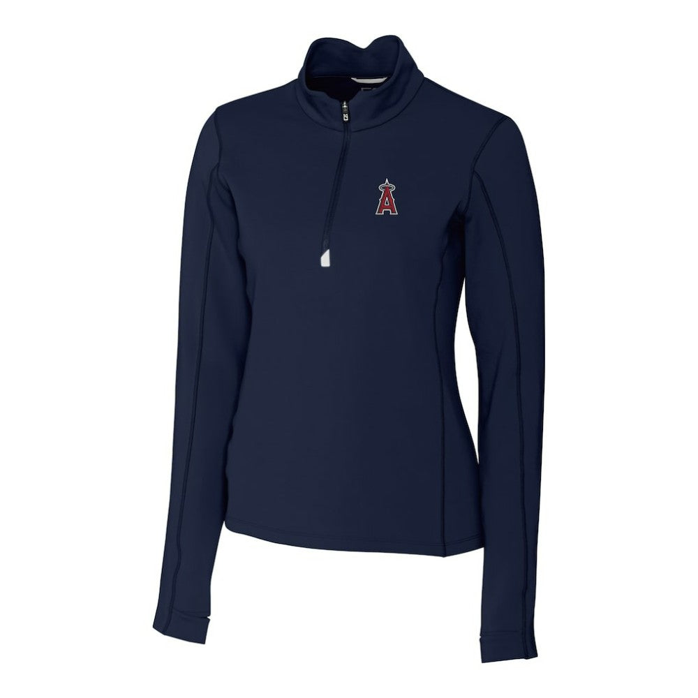 Navy Los Angeles Angels Cutter & Buck Women's DryTec Traverse Stretch Quarter-Zip Pullover Top