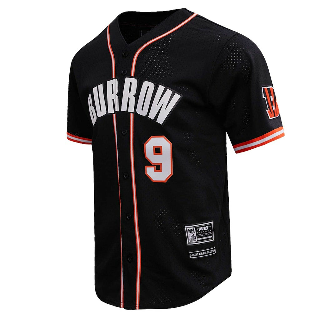 Joe Burrow  Pro Standard Mesh Baseball Button-Up T-Shirt - Cincinnati Bengals T-shirts