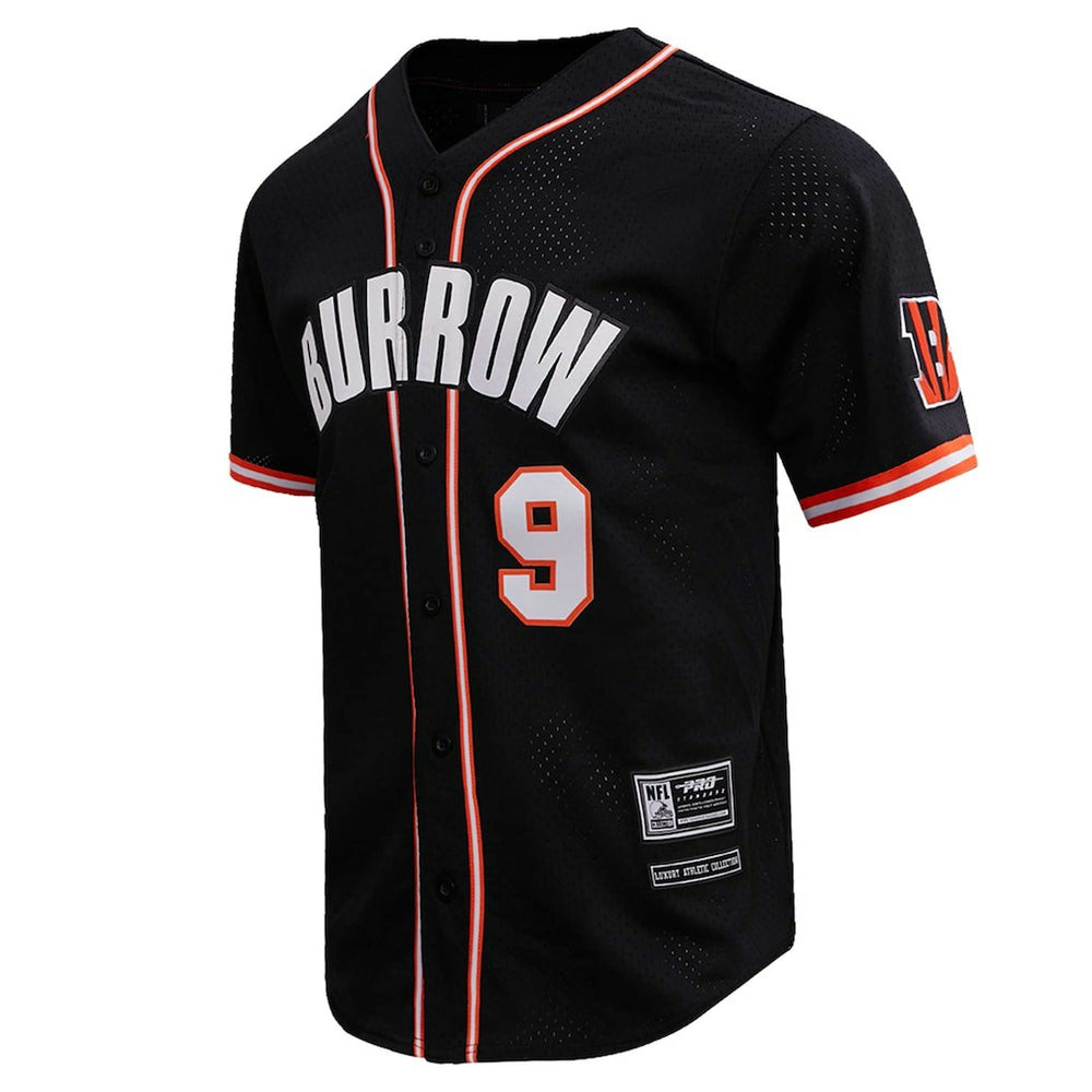 Joe Burrow  Pro Standard Mesh Baseball Button-Up T-Shirt - Cincinnati Bengals T-shirts