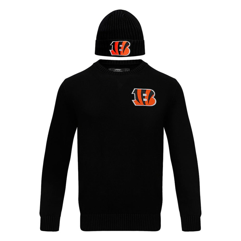 Pro Standard Crewneck Pullover Sweater & Cuffed Knit Hat Box Gift Set - Cincinnati Bengals Hats