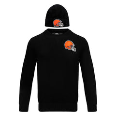Pro Standard Crewneck Pullover Sweater & Cuffed Knit Hat Box Gift Set - Cleveland Browns Hats