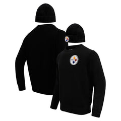 Pro Standard Crewneck Pullover Sweater & Cuffed Knit Hat Box Gift Set - Pittsburgh Steelers Hats